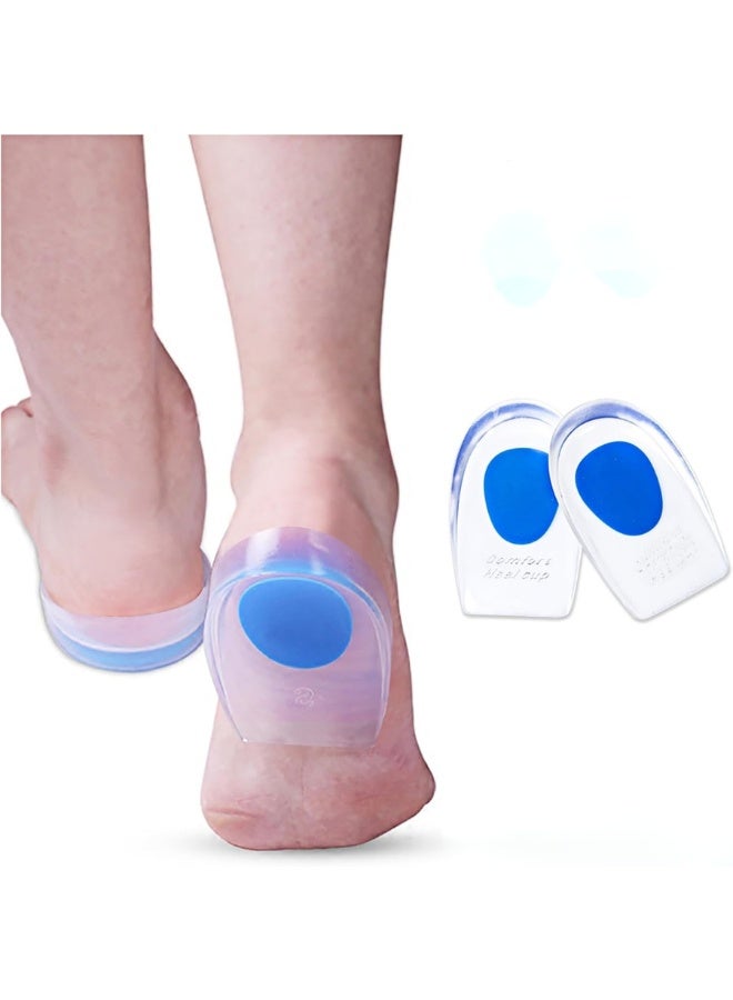 وسائد جل للكعب لتخفيف الألم - عبوة من قطعتين من السيليكون للرجال والنساء، تدعم وتر أخيل، والتهاب اللفافة الأخمصية، ونتوءات الكعب والعظام، وتمتص الصدمات، وتدعم قوس القدم، وهي حشوات أحذية مريحة للرياضة والعمل والوقوف اليومي. - Image 1